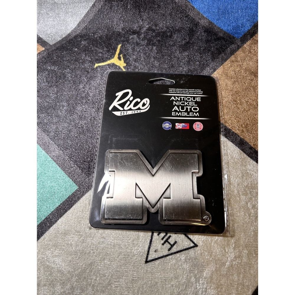 Rico Industries NCAA Michigan Standard Antique Nickel Auto Emblem for Car Etc.
